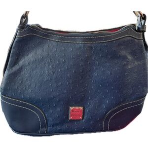Dooney & Bourke Navy Blue ostrich Embossed Textured Leather Bag